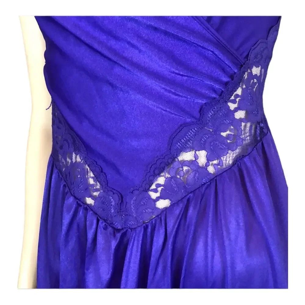 Vintage Undercover Wear Purple Lacy Nightgown Slip Dress USA made size small